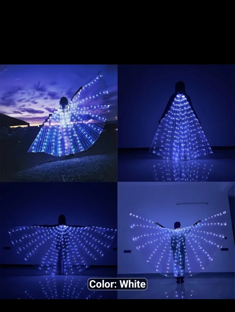 NEW LED ANGEL WINGS Abdominal Dance Wings, Lights It Is White Or MULTI COLOR!!! - Picture 5 of 16